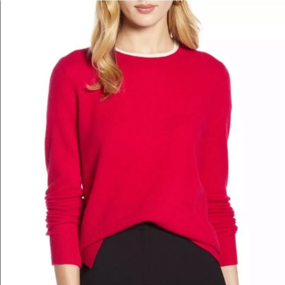 Halogen 100% cashmere crewneck red Sweater